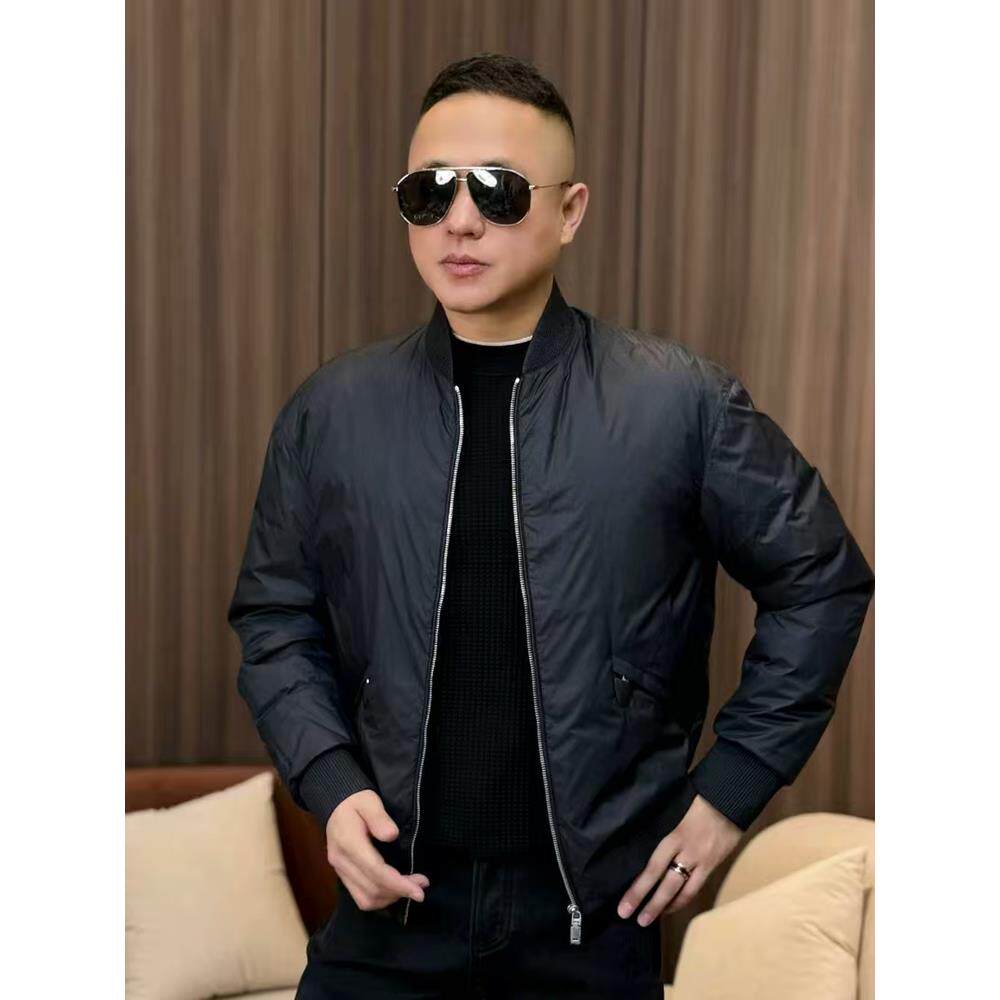 877808冬季男士新品鹅绒拼绵羊皮羽绒服夹克外套简约百搭时尚轻奢