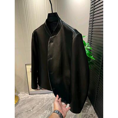 25859春秋季男士新品小立领纯皮夹克皮衣外套潮流百搭高级感个性