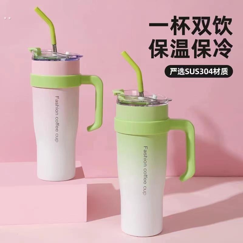巨无霸保温杯女生高颜值带吸管冰霸杯韩版大容量保冷巨大水杯网红