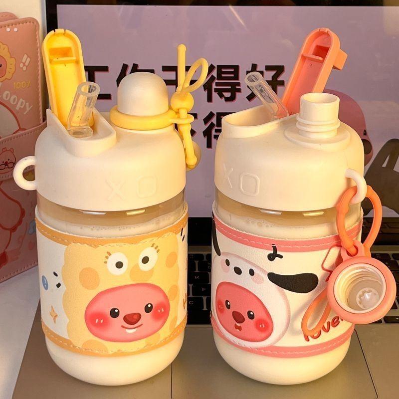 奶呼呼水杯女生高颜值学生党出门携带方便的杯子随行吸管咖啡杯子