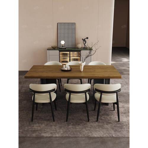 意大利极简主义餐桌和椅子组合，彷古风格家庭矩形餐厅大小餐桌，