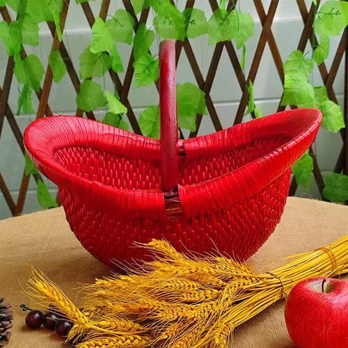 柳编笸箩簸箕手工编织柳编筐篮子收纳筐篮大号垸子筐休闲 农场馒