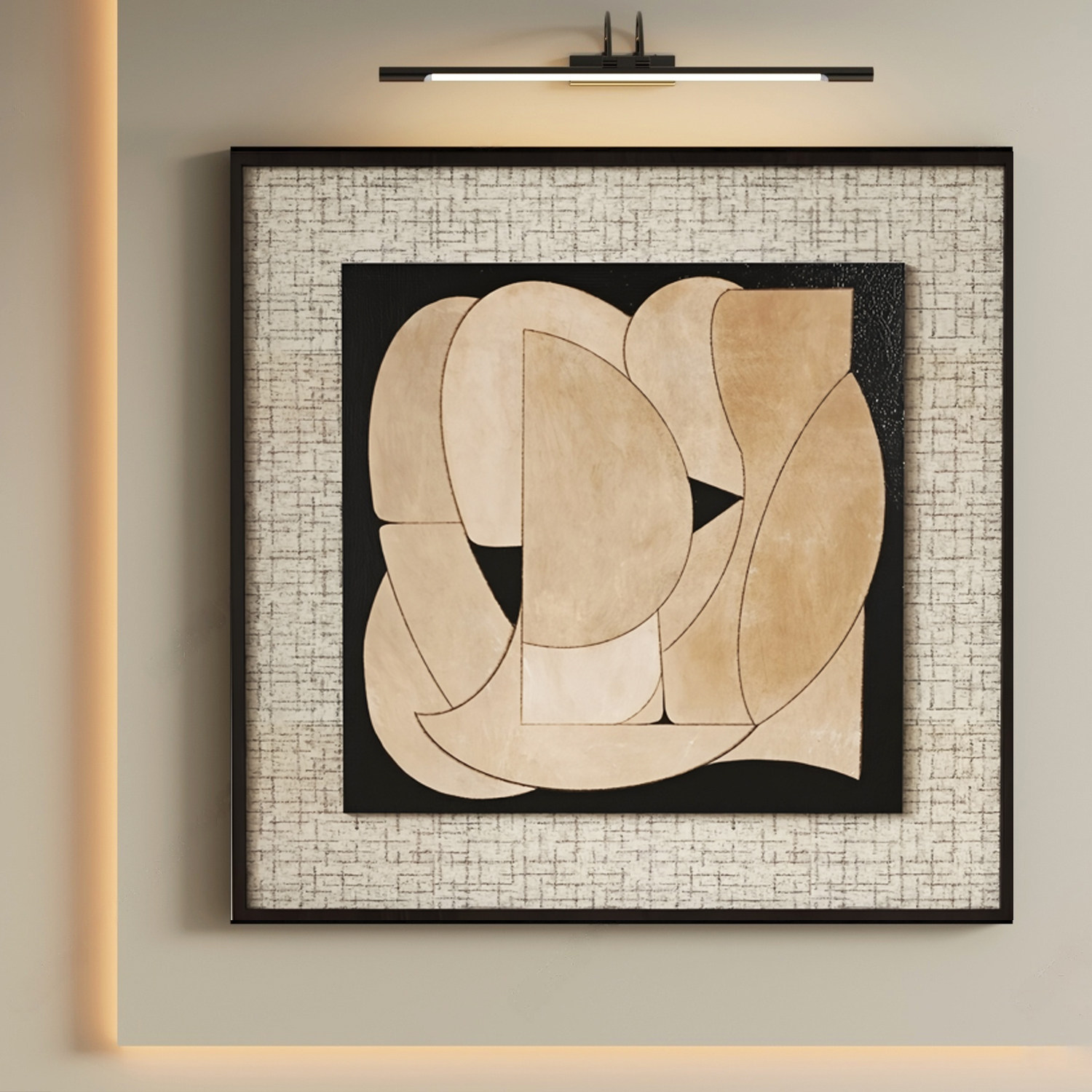 现代简约抽象挂画玄关卧室床头装饰画餐厅挂画带灯发光画轻奢装饰