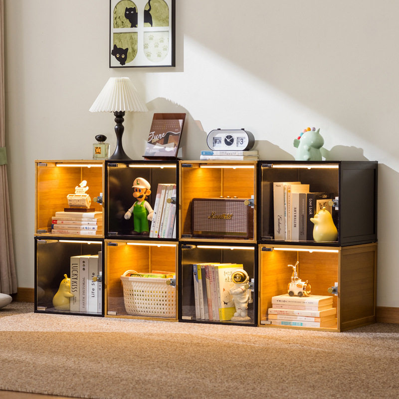 自由组合格子柜桌面储物柜简易桌上带门小书柜置物架多功能收纳架