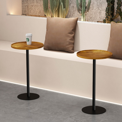 网红咖啡店实木小圆桌商用胡桃木洽谈桌木质原木风户外奶茶店茶几