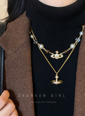 西太后虎眼石锁骨链女秋