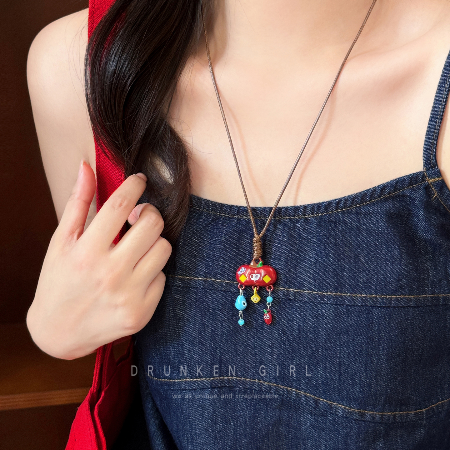 多巴胺童趣卡通苹果项链女