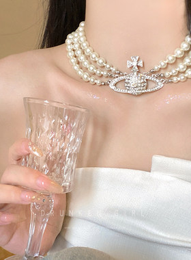 西太后珍珠土星项链女多层叠戴