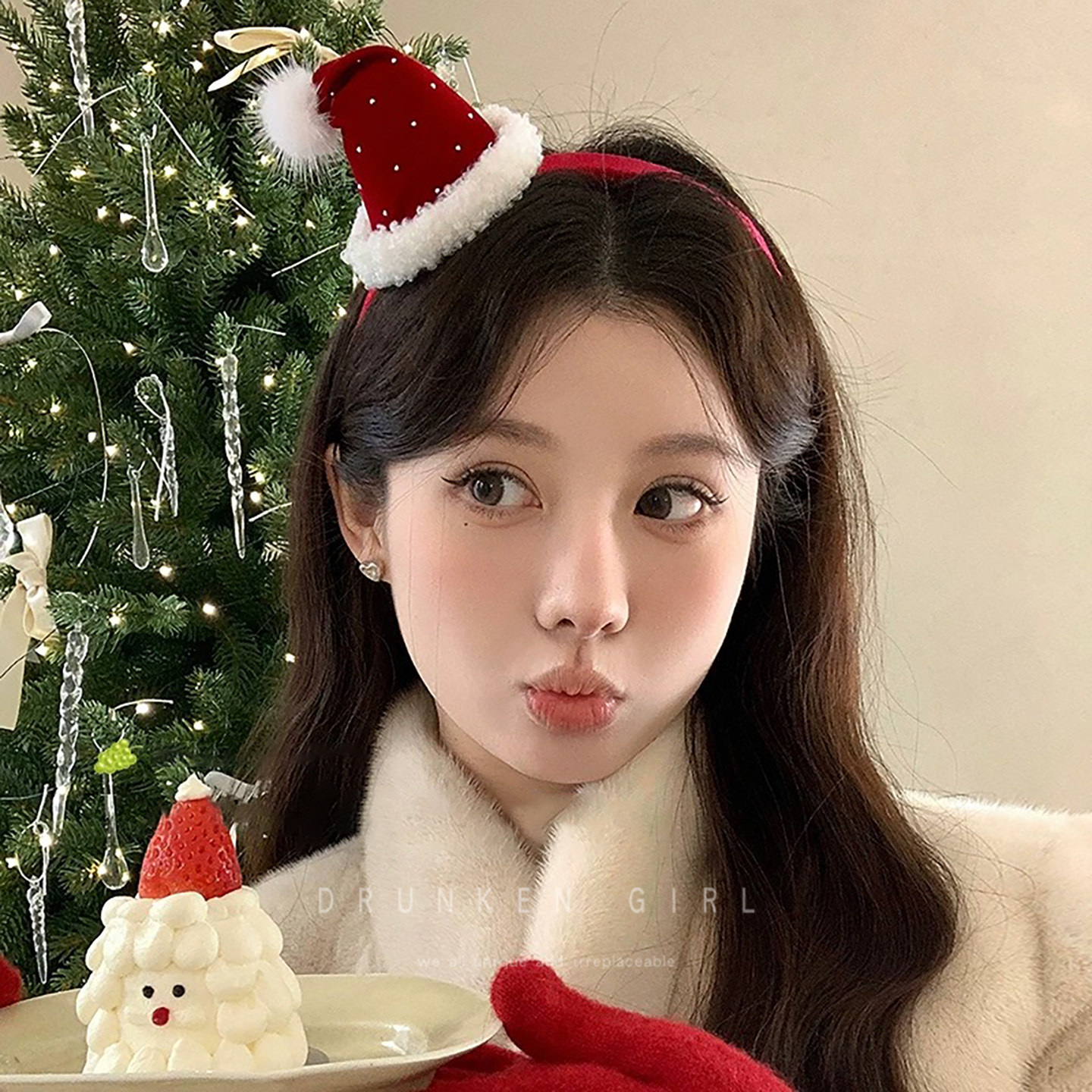 圣诞节红色帽子发箍女发箍头饰