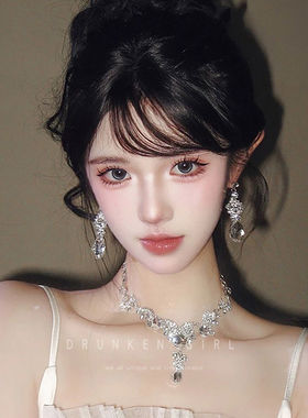 矜贵千金公主生日水滴项链耳环