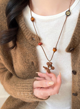 植绒小狗毛衣链女秋冬