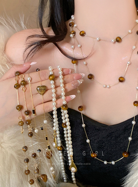 虎眼石珍珠项链女款秋冬