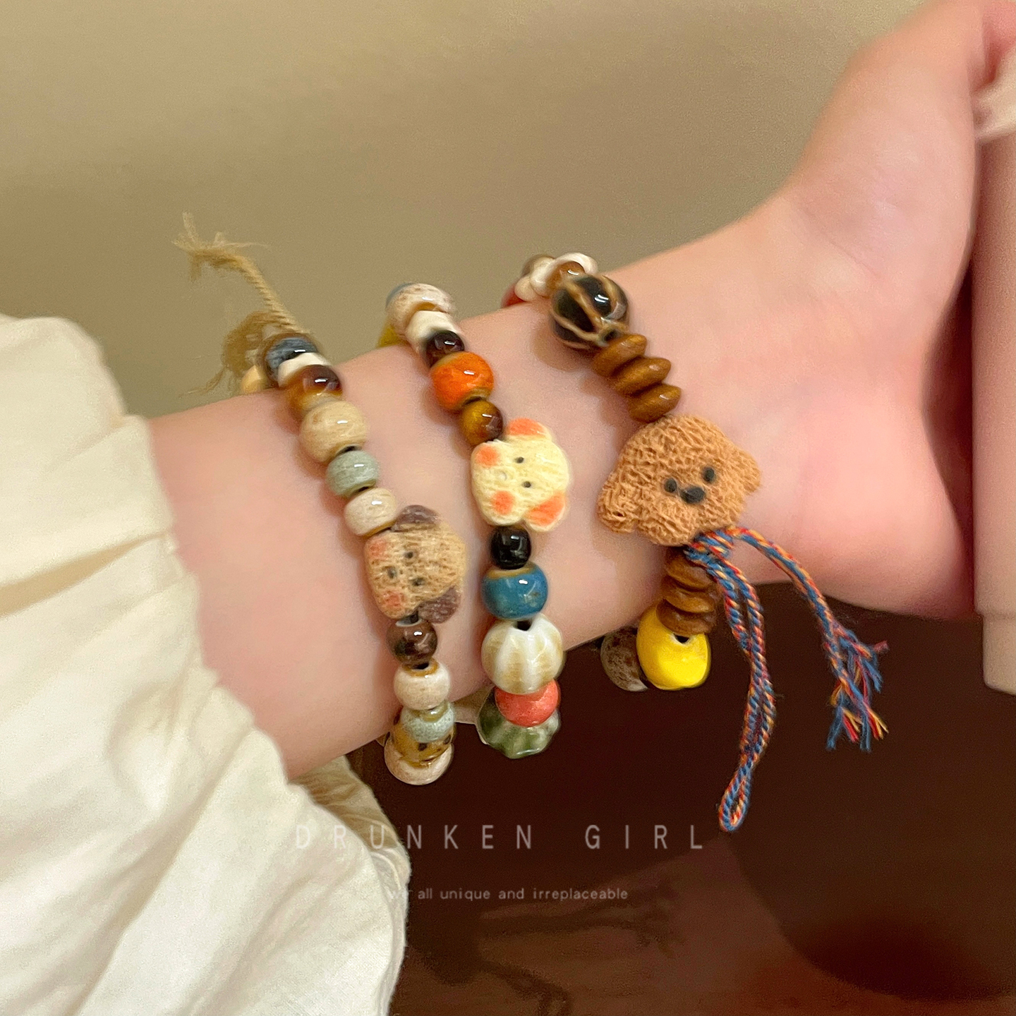 可爱卡通陶瓷小狗手串