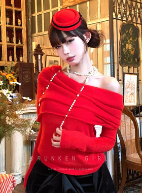 赫本英伦海军风贝雷帽女红色