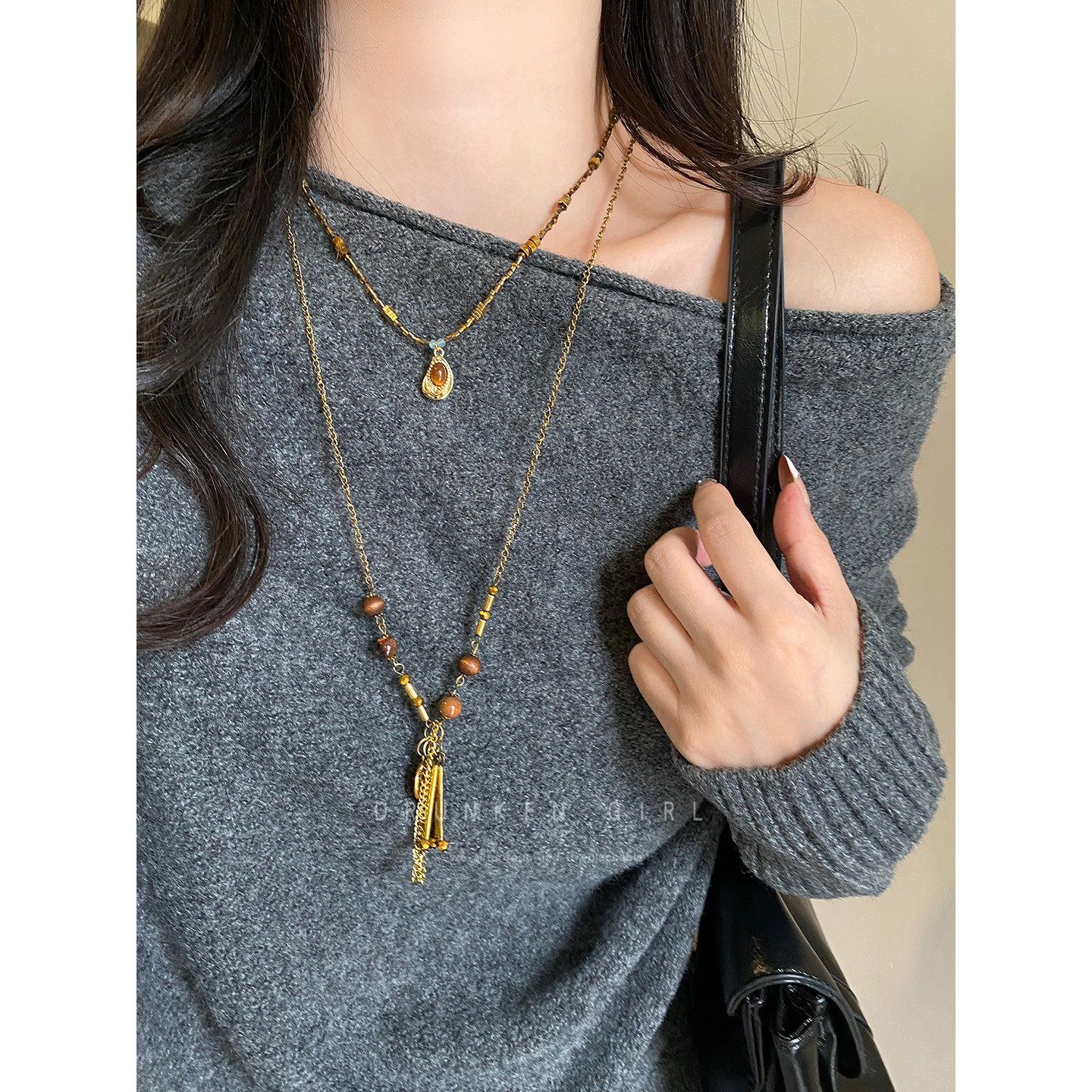 复古钱币流苏项链女小众设计感长款叠戴毛衣链金色轻奢高级感配饰,饰品/流行首饰/时尚饰品新,项链,淘宝优惠券,粉丝福利购,淘宝优惠卷