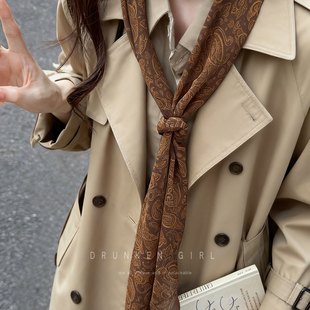 复古腰果丝带长款丝巾女秋冬高级感时尚气质围脖领巾文艺围巾配饰