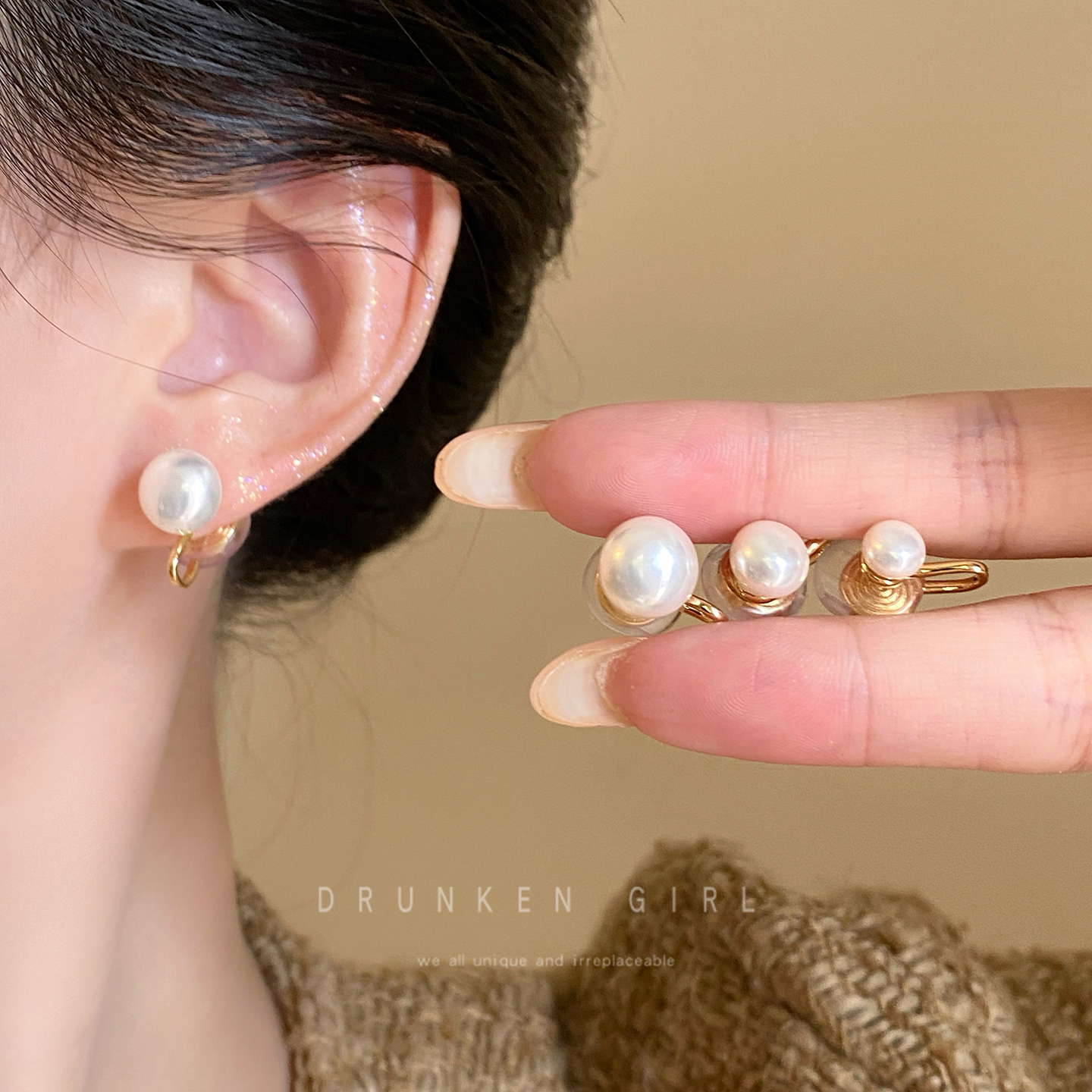 施家珍珠耳夹女法式蚊香盘