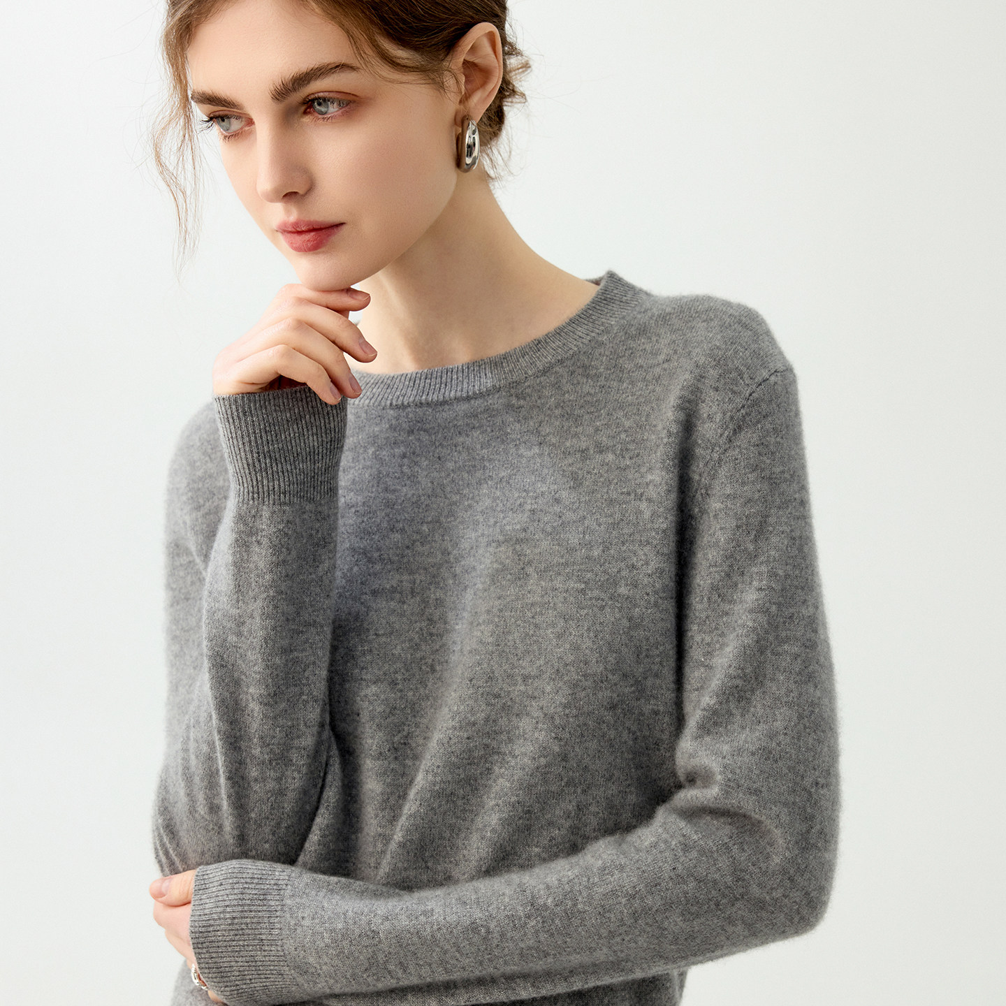 100%纯山羊绒衫女温柔慵懒风圆领套头针织毛衣休闲百搭显瘦打底衫,女装/女士精品,羊绒衫,淘宝优惠券,粉丝福利购,淘宝优惠卷