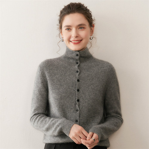 2025新款高领山羊绒开衫