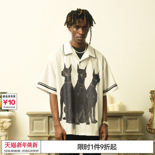 谷爱凌张景昀鹭卓 古巴领短袖 EMPTY 杜宾犬美式 衬衫 REFERENCE