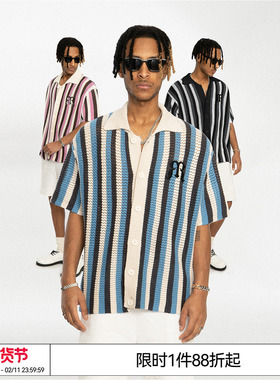 武艺 范丞丞 张颜齐 于洋EMPTY REFERENCE 条纹编织衬衣短袖衬衫