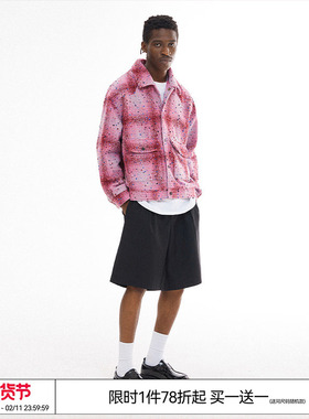 吴克群 十个勤天EMPTY REFERENCE复古分割粗花呢宽松格子夹克外套