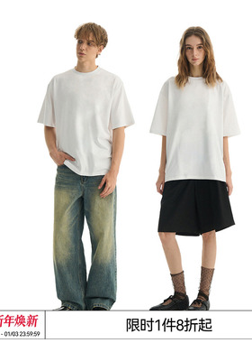 EMPTY REFERENCE美式复古白色百搭圆领上衣宽松凉感索罗娜短袖T恤