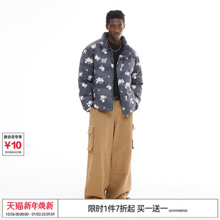 特惠7折 REFERENCE碎花休闲保暖外套立领白鸭绒羽绒服 EMPTY