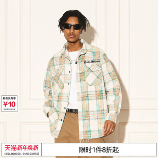 衬衫 复古原创黄白格纹喷砂长袖 外套国潮流 REFERENCE美式 EMPTY