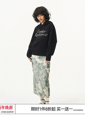 EMPTY REFERENCE美式复古原创黑色珍珠LOGO宽松休闲长袖连帽卫衣