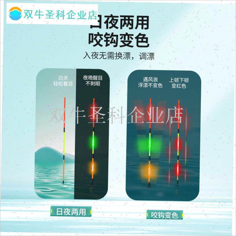 小电池0.65浅水夜光漂高灵敏咬钩变色浮M漂钓草洞溪流浅水冰钓鱼.