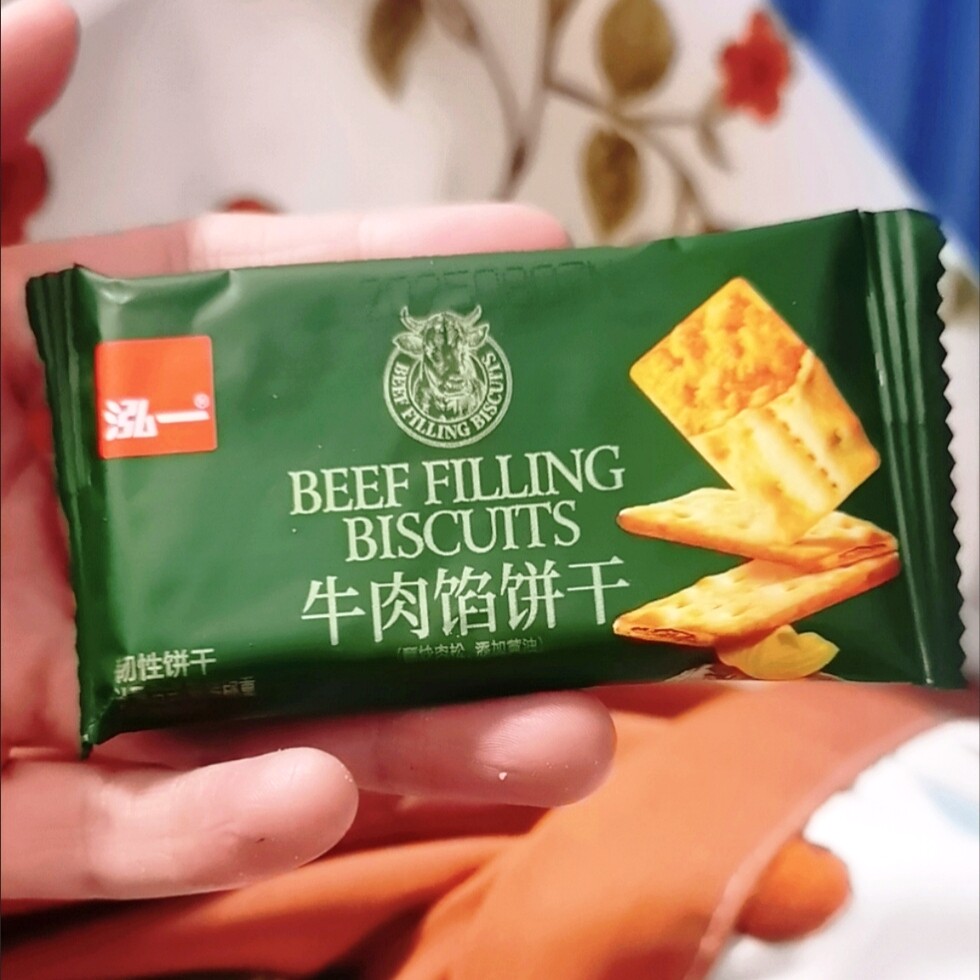 新品泓一牛肉馅双层脆饼干学生宿舍解馋小零食品咸味薄脆点心礼盒