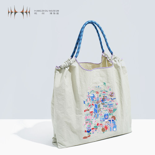 【杭州博物馆】与古为新文创博古纹复古休闲刺绣手提包手拎袋