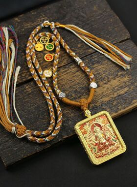 新款2025双面五爷唐卡十二生肖真品吊坠守护合金鎏金项链