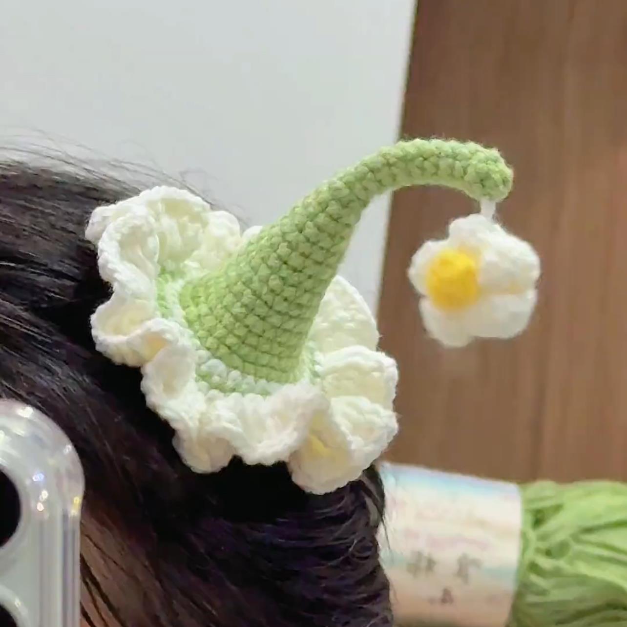 新款绿色小花精灵帽子发夹diy材料包创意星星钩织迷你可爱创意