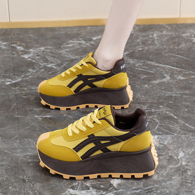 女鞋2026新款秋夏季松糕厚底小个子增高德训老爹鞋超火阿甘运动鞋