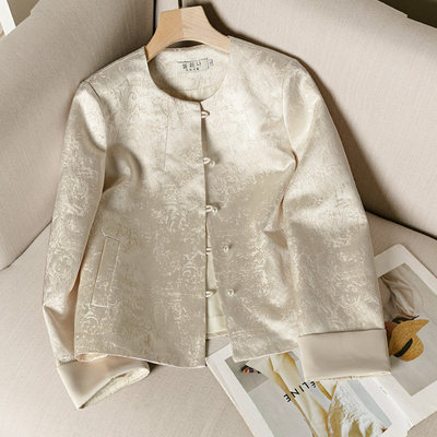 2026春秋新款新中式国风女短外套圆领时髦提花刺绣休闲高端上衣潮