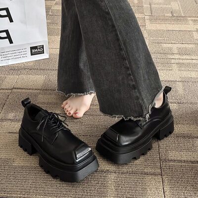 欧洲站松糕厚底增高小个子小皮鞋子女英伦风2026春季新款爆款单鞋
