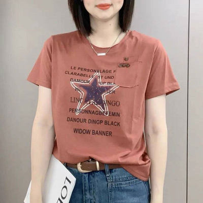 圆领T恤女短袖2026夏季新款洋气小众印花韩版宽松百搭显瘦上衣