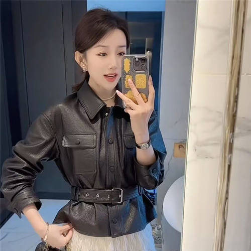 黑色皮衣外套女短款2026春季新款高级感小个子收腰百搭夹克上衣