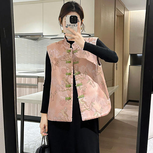 新中式盘扣女士短马夹2026春秋新款设计感国风小衫唐装女坎肩马甲