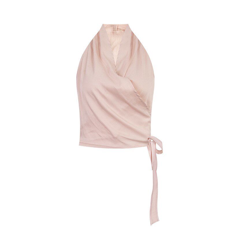 You/姐姐系交叉绑带背心~设计F感气质V领收腰挂脖无袖上衣