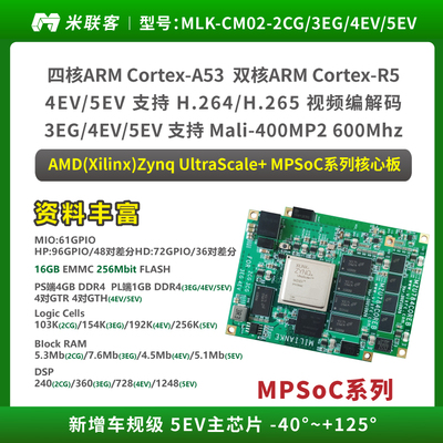 米联客FPGA核心板XILINX-MPSOC-ZU2CG/3EG/4EV/5EV-MLK-CM02