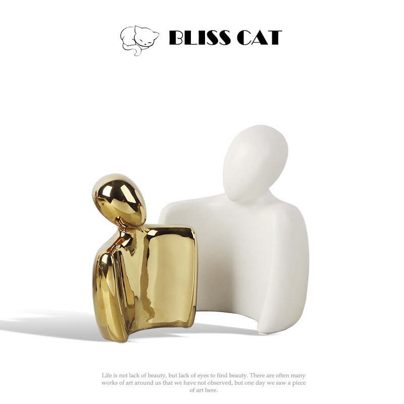 北欧轻奢陶瓷人物抽象摆件酒店会所客厅书房桌面电视柜情侣装饰品,家居饰品,装饰摆件,淘宝优惠券,粉丝福利购,淘宝优惠卷