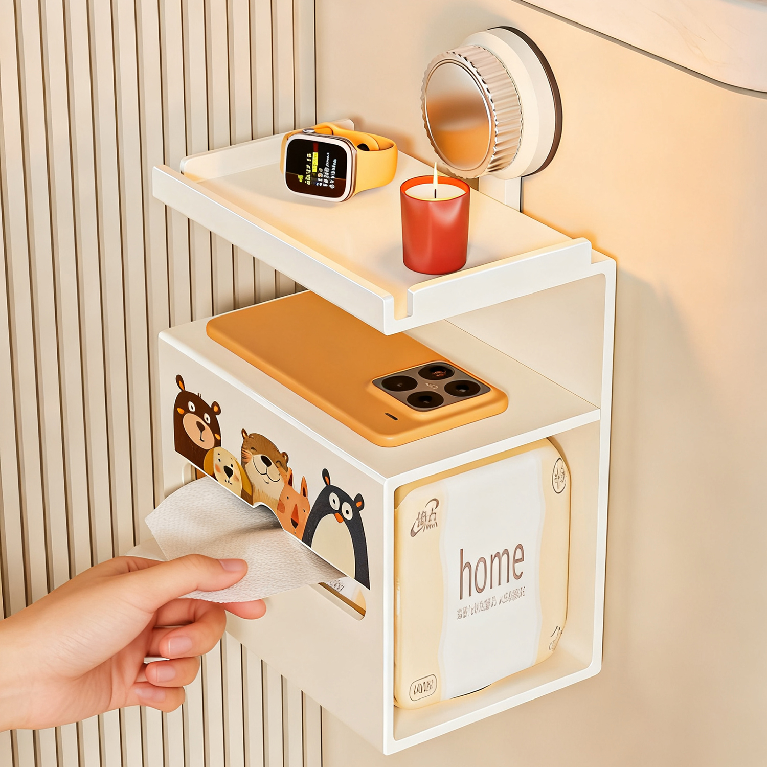 多巴胺吸盘卫生间厕纸盒厕所纸巾盒壁挂式免打孔洗手间卷纸置物架