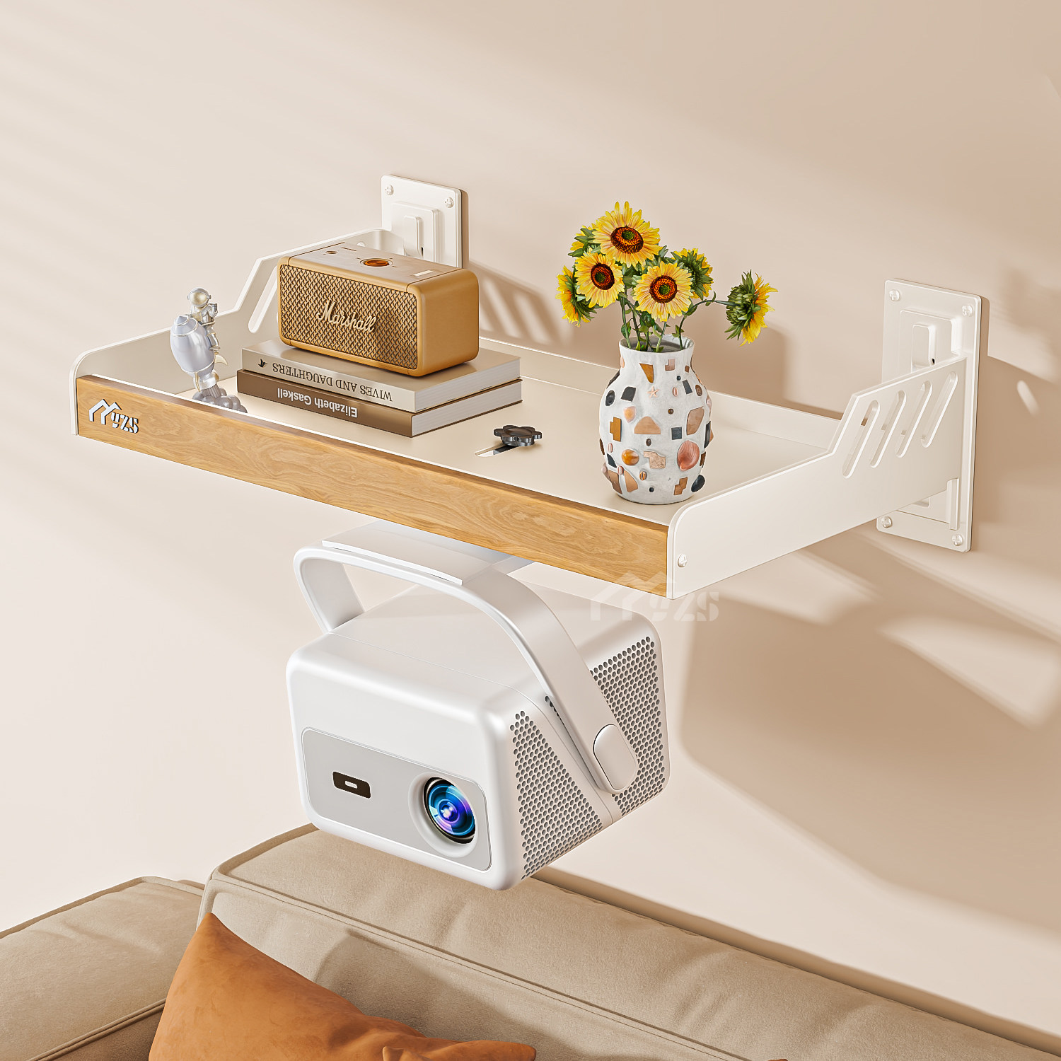 墙壁投影仪壁挂式壁挂支架挂墙物架免打孔床头板托架承重墙面固定