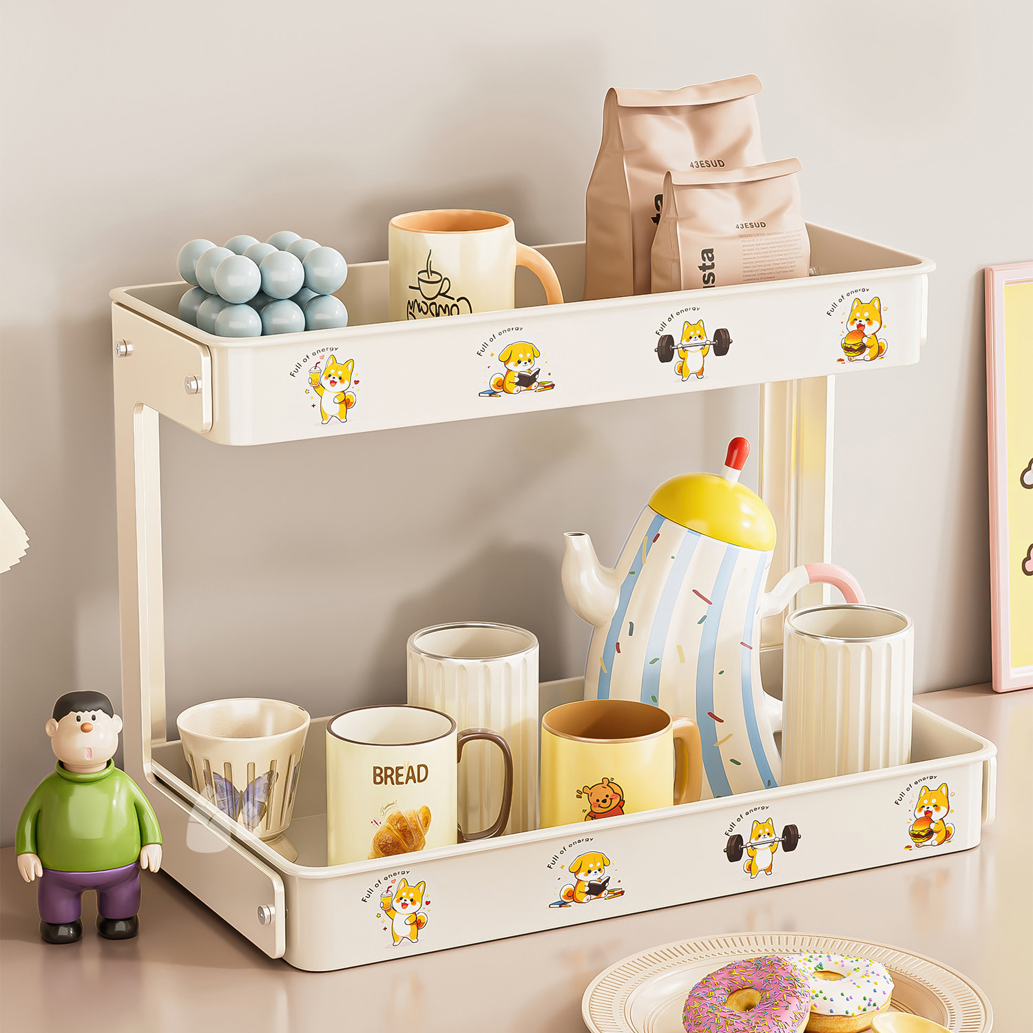 杯子收纳置物架家用桌面卡通分层茶杯咖啡马克水杯收纳架沥水托盘,家庭/个人清洁工具,杯架,淘宝优惠券,粉丝福利购,淘宝优惠卷