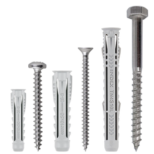 空心墙专用膨胀螺丝 标杰尼龙膨胀管配不锈钢钉 多孔砖加气砖通用