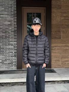 HITO STORE 轻量化户外防风白鸭绒连帽排骨羽绒服