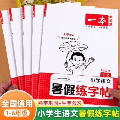 一本暑假练字帖一升二升三升四升五人教版一年级二年级三四五六年级上册下册语文同步字帖练字帖暑假衔接暑假作业生字课课练写字